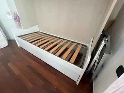 Letto doppio estraibile, colore bianco, in legno - Foto 3