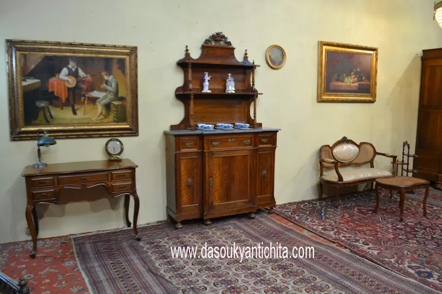 Antica credenza piattaia stile Luigi Filippo, in legno - Foto 3