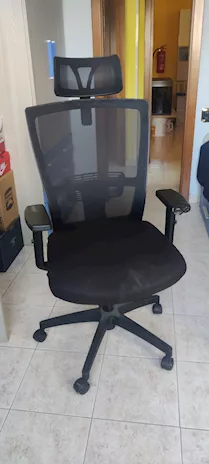 Poltrona ergonomica per computer, scrivania nera in tessuto
