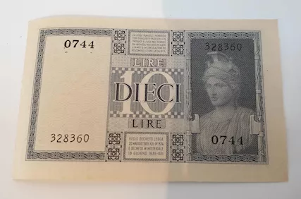 BANCONOTA DA 10 LIRE 1944 VITTORIO EMANUELE III