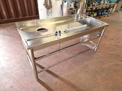 Lavatoio da laboratorio ittico usato con doccetta