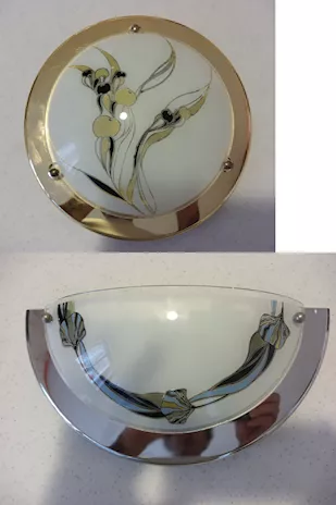 Applique da muro o soffitto tonda bordi oro vetro bombato