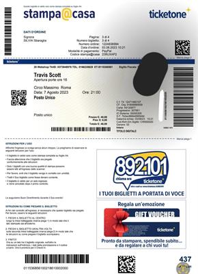 Biglietto per il Concerto Travis Scott