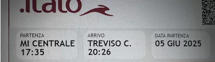 Biglietto ITALO da Milano Centrale per Treviso Cen