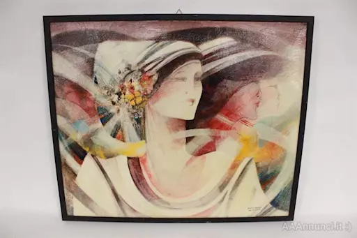 Quadro olio su tela di donne firmato Brescianini da Rovato