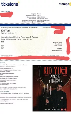 Cedo biglietti 2 concerto Kid Yugi