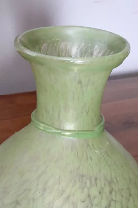 Vaso verde vetro Murano con riflessi a lustro. Anni 1950 - Foto 3
