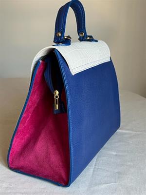 Borsa tricolore in pelle martellata