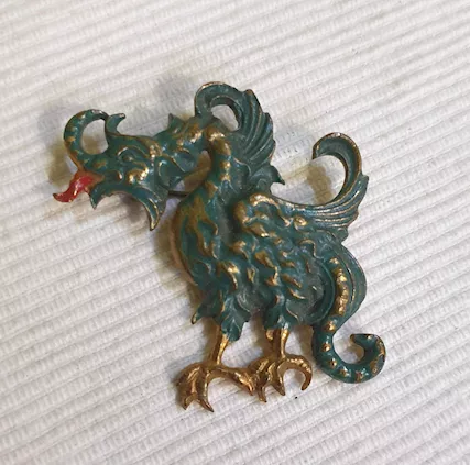 Spilla Vintage CN Drago Verde Dorato - Foto 2