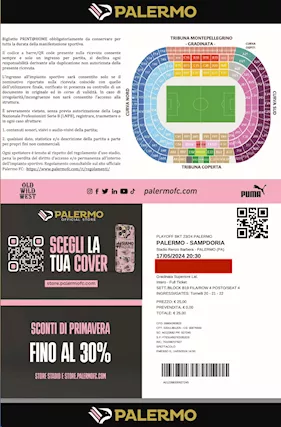 Biglietto Palermo Sampdoria