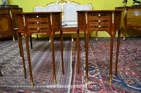Coppia di tavolini-comodini semicerchio stile Luigi XV