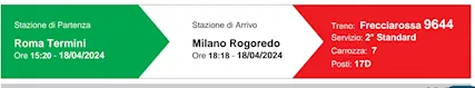 Biglietto Frecciarossa Roma-Milano 18 aprile