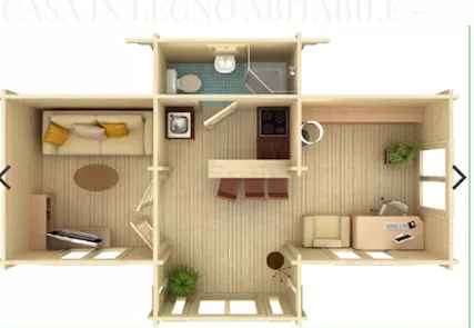 Casa in Legno Abitabile - Spessore 70 mm 26,8 mq. Art. PM70 - Foto 4