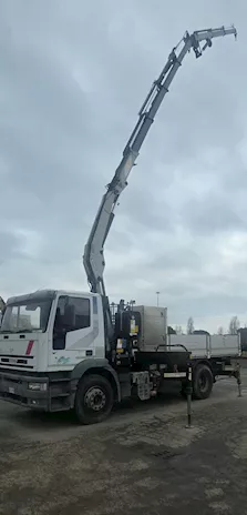 Iveco Eurotech 190E34 cassone ribaltabile + gru con antenna