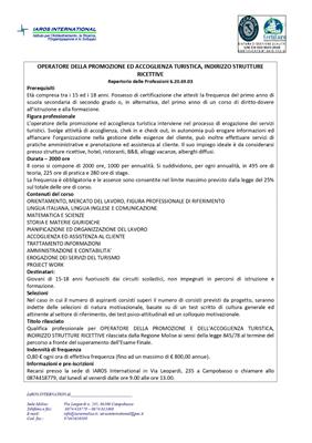 OPERATORE DELLA PROMOZIONE ED ACCOGLIENZA TURISTICA, INDIRIZ