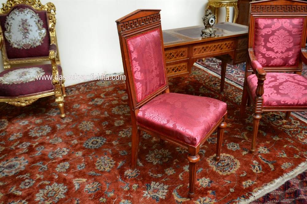 Set poltrona e sedia stile Luigi XVI con cimasa a tempio - Foto 8