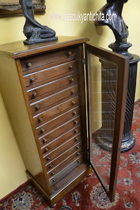 Schedario-classificatore stile inglese a vetrina 12 cassetti - Foto 5