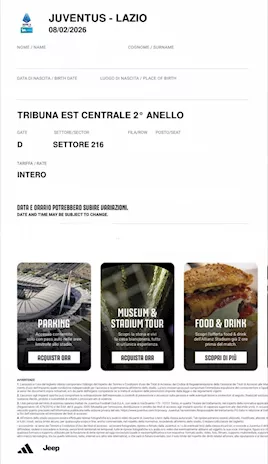 Biglietto Juve-Lazio