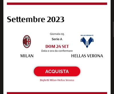 Biglietto MILAN - VERONA 24 settembre 2023