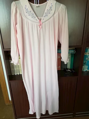 Camicia da notte in raso, colore rosa, taglia 52 - Foto 4