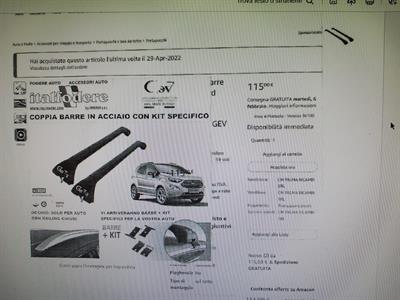 Barre Tetto Ford Ecosport