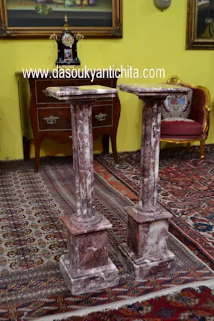 Coppia di piedistalli-colonne in marmo rosso Francia - Foto 6
