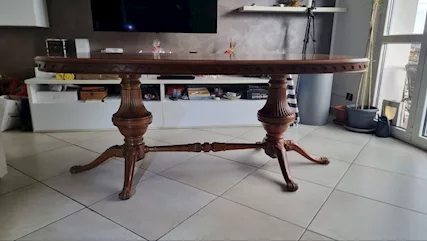 Tavolo da sala, in legno massello noce nazionale, ottimo stato - Foto 3