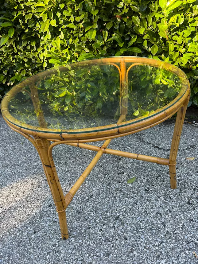 Tavolo rotondo Ø102cm in vero Bambù, tipo Vienna, in ottime condizioni - Foto 3
