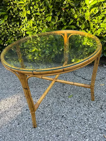 Tavolo rotondo Ø102cm in vero Bambù, tipo Vienna, in ottime condizioni - Anteprima 3