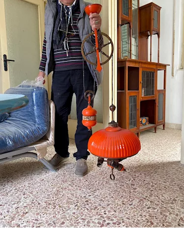 Lampada a sospensione saliscendi vintage