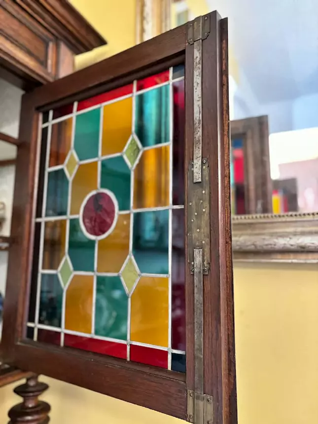 Antica credenza doppio corpo stile Neorinascimentale del 900, in legno massello - Foto 3