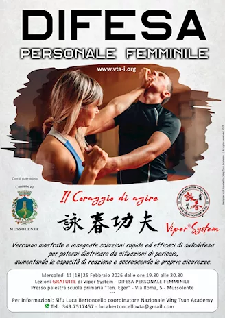 Lezioni difesa donna gratuite Mussolente febbraio 2026