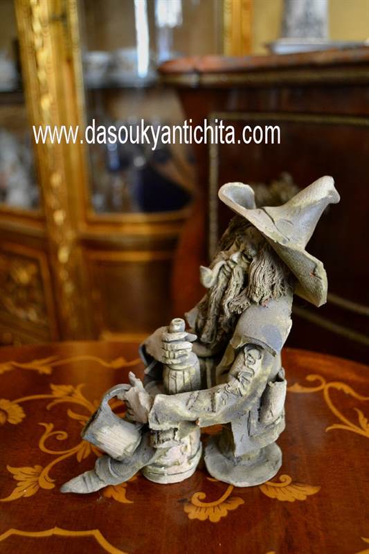 Coppia statuine anziani in terracotta firmate Caruso, in buone condizioni - Foto 10