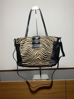 Borsa pelle e cavallino animalier