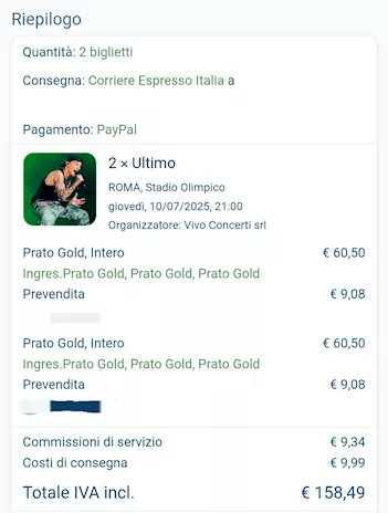 Cerco 1 Biglietto ULTIMO 10 luglio Roma