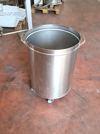 Cestino carrellato inox per pizzeria usato