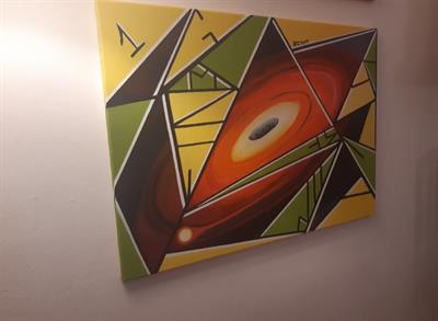 Quadro astratto geometrico moderno dipinto a mano - Foto 2