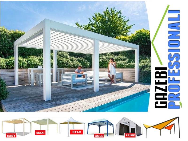 Bioclimatica 6x3,5 pergola gazebo dehor lamelle bar tettoia, colore bianco
