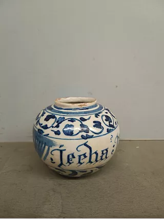Antico vaso a boccia in maiolica, epoca XVIII sec farmacia, ottimo stato - Anteprima 1