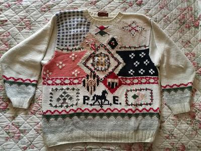 Maglione donna in cotone ricamato a mano taglia 46