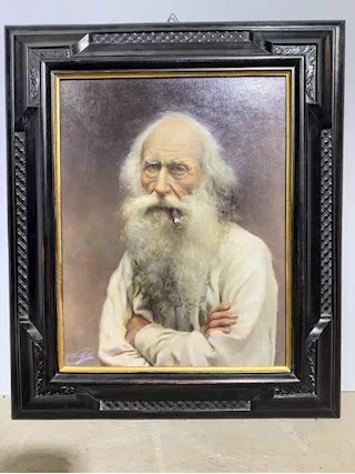 Antico dipinto olio su tela raffigurante Vincenzo Gemito