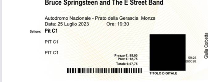 3 biglietti concerto Bruce Springsteen Monza