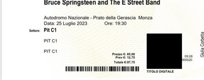 3 biglietti concerto Bruce Springsteen Monza