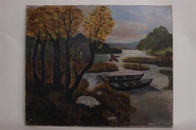 Quadro olio su tela di paesaggio firmato Lanari F. 01/86