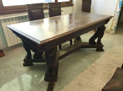 Foto 5 Sala Antica stile rinascimento stemmi e leoni, in legno massello