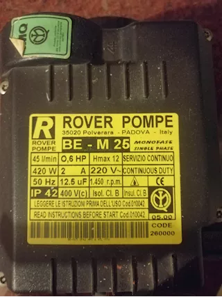 Pompa per depurazione acqua