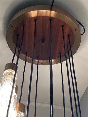 Lampadario a sospensione modernariato design anni 70 con 12, color bronzo - Foto 5