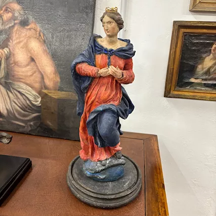 Antica scultura Vergine con serpente
