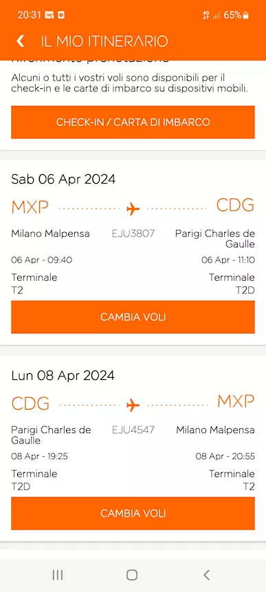 2 Biglietti aereo A/R Milano Parigi