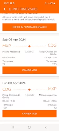 2 Biglietti aereo A/R Milano Parigi